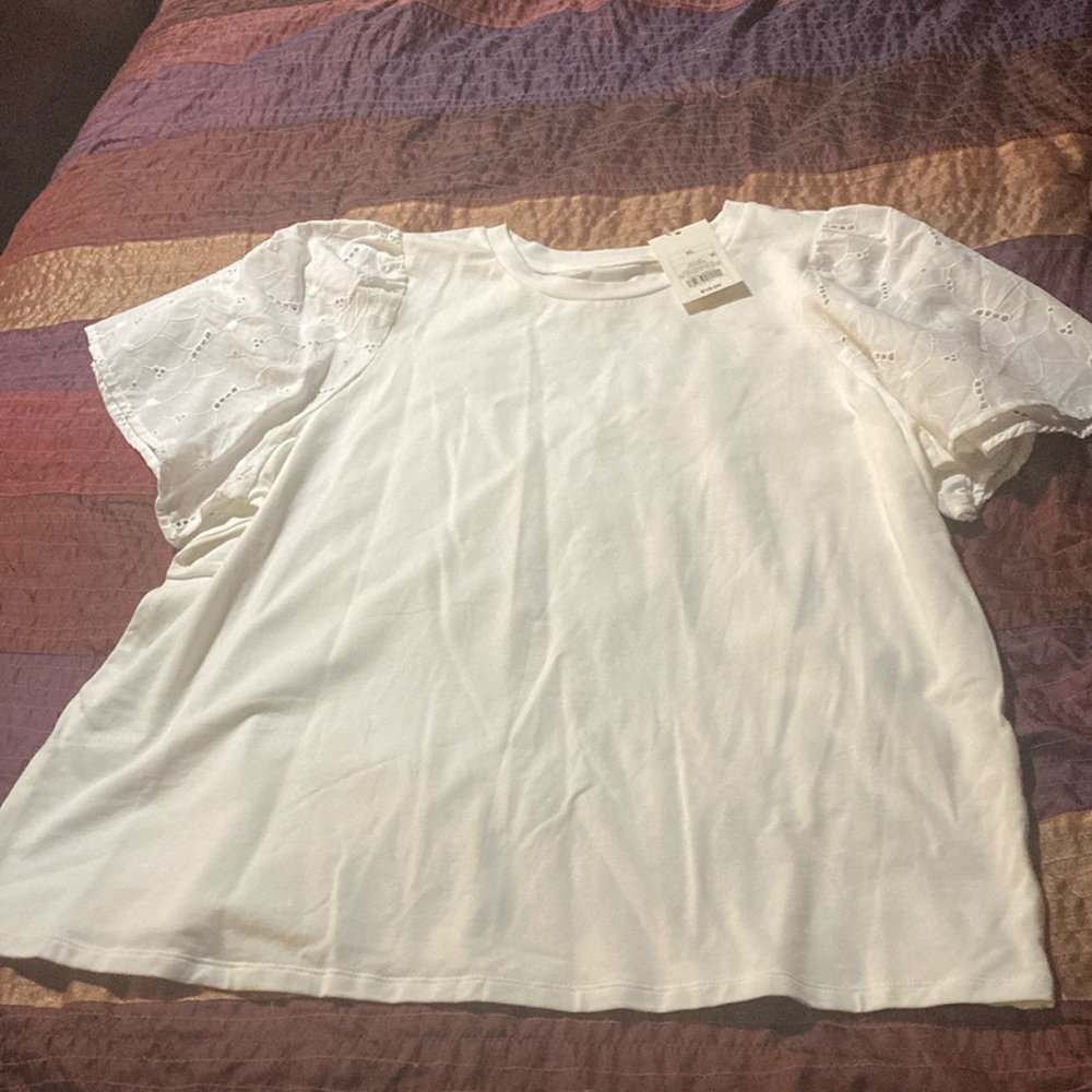 a new day White Eyelet Sleeve Blouse